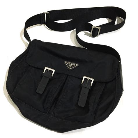 prada classic nylon crossbody/messenger bag in black|prada shoulder crossbody bag.